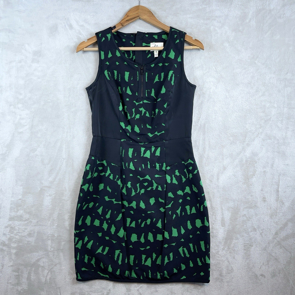 Milly NY Silk Blend Dress Size 6 Sheath Pockets Electric Lime Dark Romantic